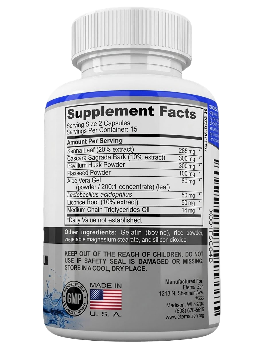 Eternal Zen 15 day Cleanse supplement facts label