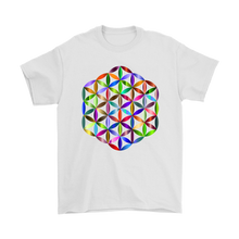 Vibrant, Colorful Rainbow, Flower of Life Mandala T-Shirt for Men