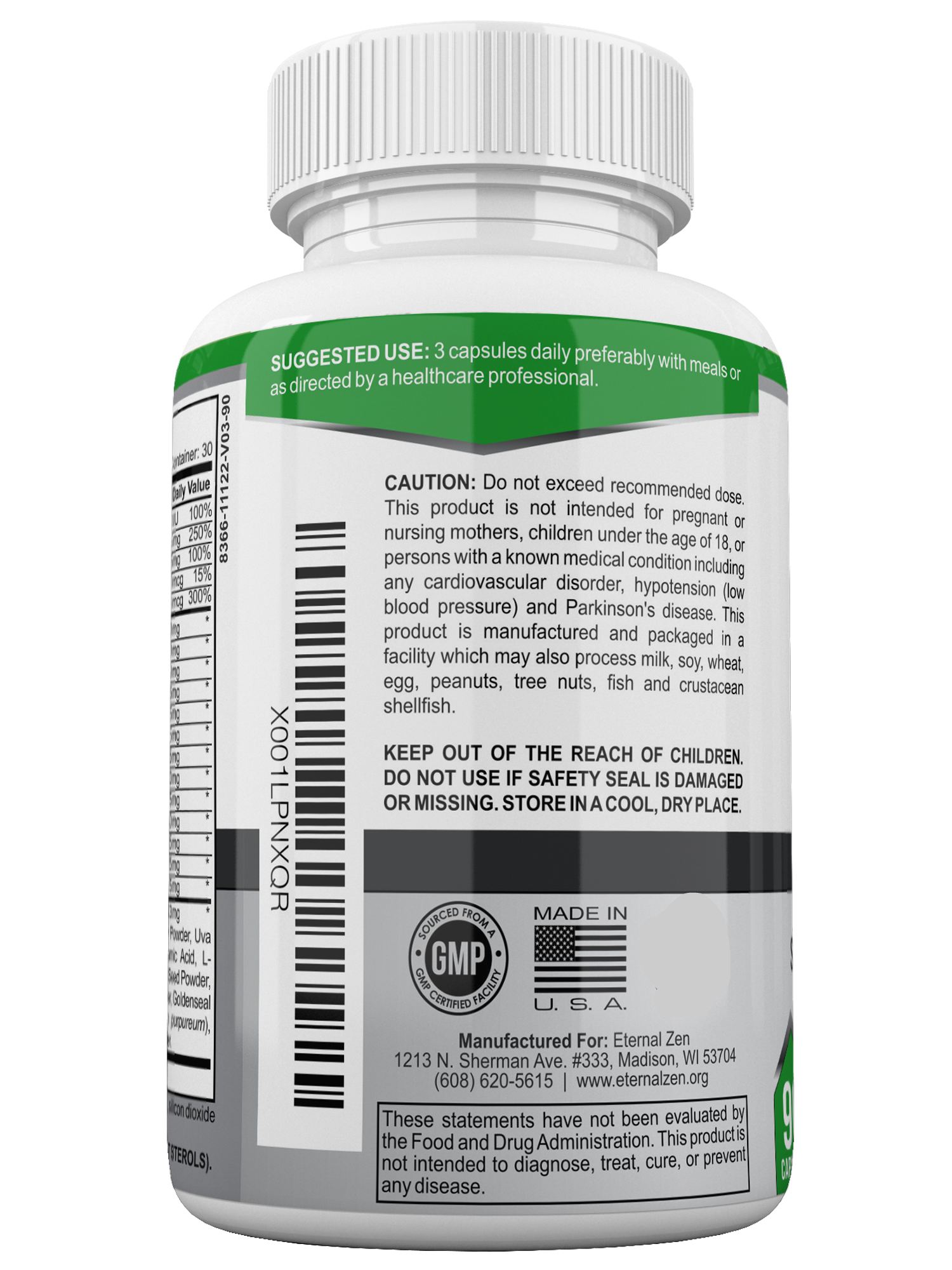 Eternal Zen Prostate Complete directions, suggested use and product information